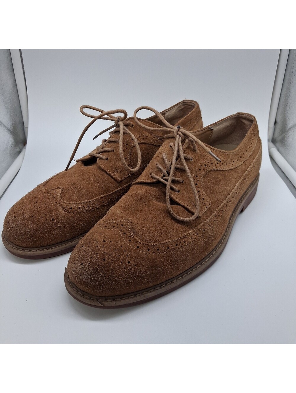 Barret Mens 11 D Brown Suede Wingtip Brogue Oxford Dress Shoes Made in Italy